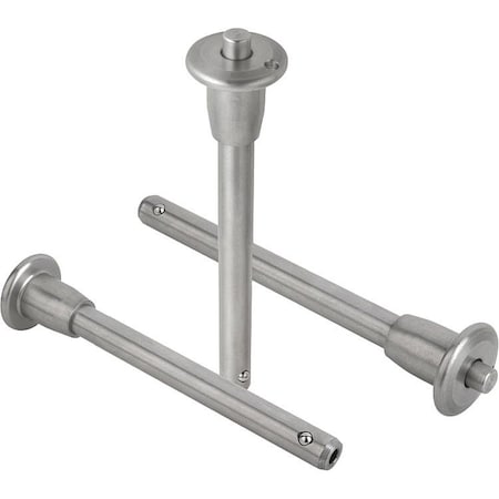 Ball Lock Pin With Mushroom Grip, D1=5, L=15, L1=6, L5=21, Stainless Steel, Comp:Stainless Steel